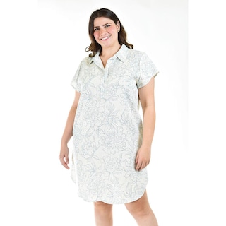 Foto 5 | Vestido Camisero Roman Fashion Tallas Extras Estampado Azul para Mujer