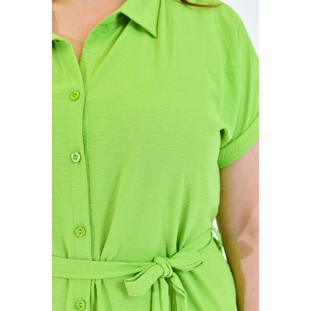 Foto 5 pulgar | Vestido Camisero Roman Fashion Tallas Extras Verde para Mujer