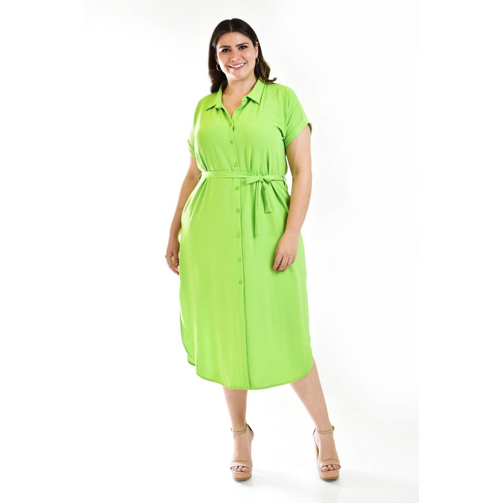 Foto 6 pulgar | Vestido Camisero Roman Fashion Tallas Extras Verde para Mujer