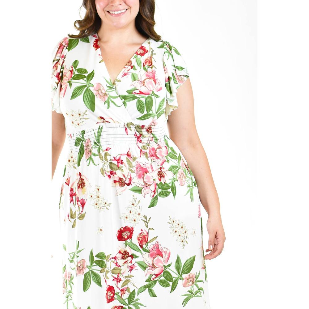 Foto 4 | Vestido Floreado Roman Fashion Tallas Extras Blanco