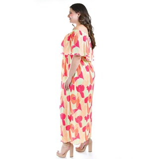 Foto 2 | Vestido Plisado Roman Fashion Tallas Extras Naranja