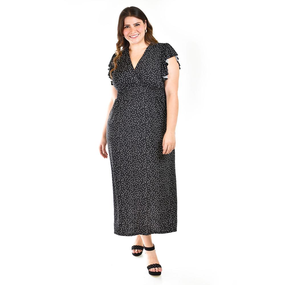 Vestido Midi de Puntos Roman Fashion Tallas Extras Negro