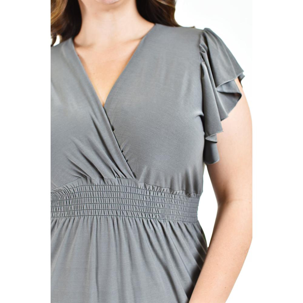 Foto 5 pulgar | Vestido Largo Manga Volantes Roman Fashion Gris Tallas Extras