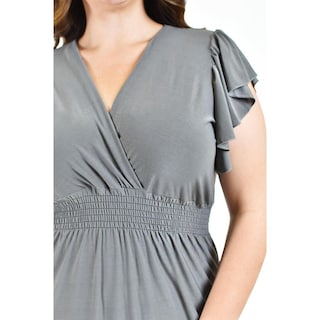 Foto 4 | Vestido Largo Manga Volantes Roman Fashion Gris Tallas Extras