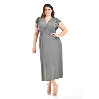 Foto 5 | Vestido Largo Manga Volantes Roman Fashion Gris Tallas Extras