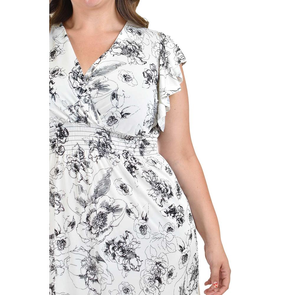 Foto 4 | Vestido Estampado Flores Roman Fashion, Tallas Extras, 8867-13 (blanco Flores) Blanco
