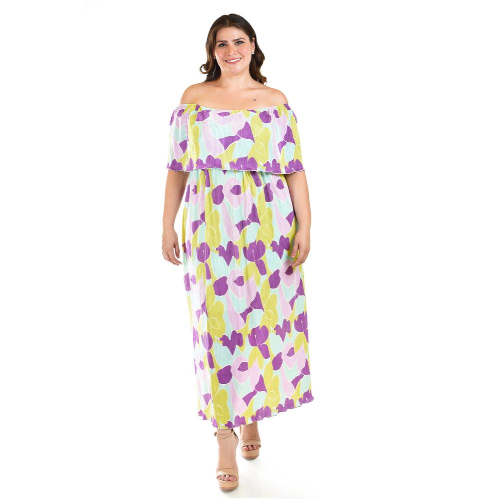 Foto 2 pulgar | Vestido Plisado Roman Fashion /tallas Extras, 2319 (morado) Lila