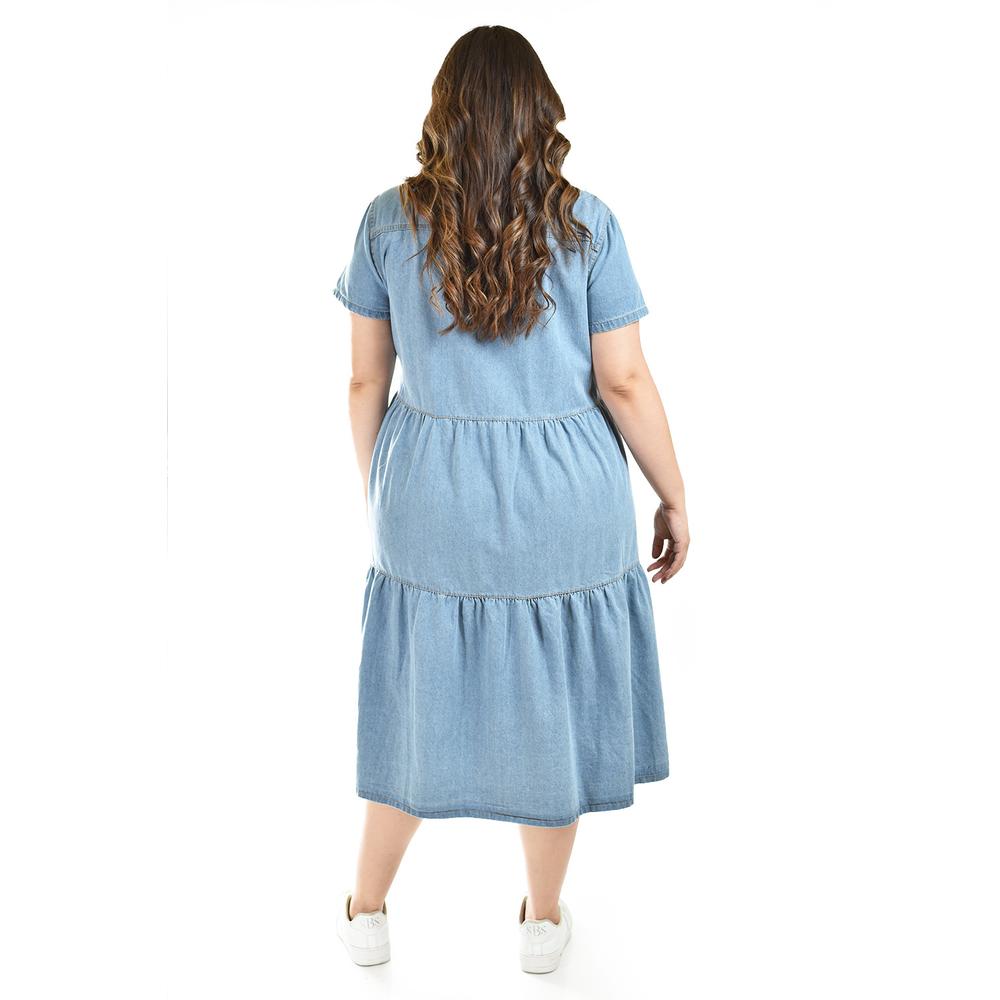 Foto 4 pulgar | Vestido Denim Roman Fashion /tallas Extras, 028 (mezclilla Tono Claro) Azul