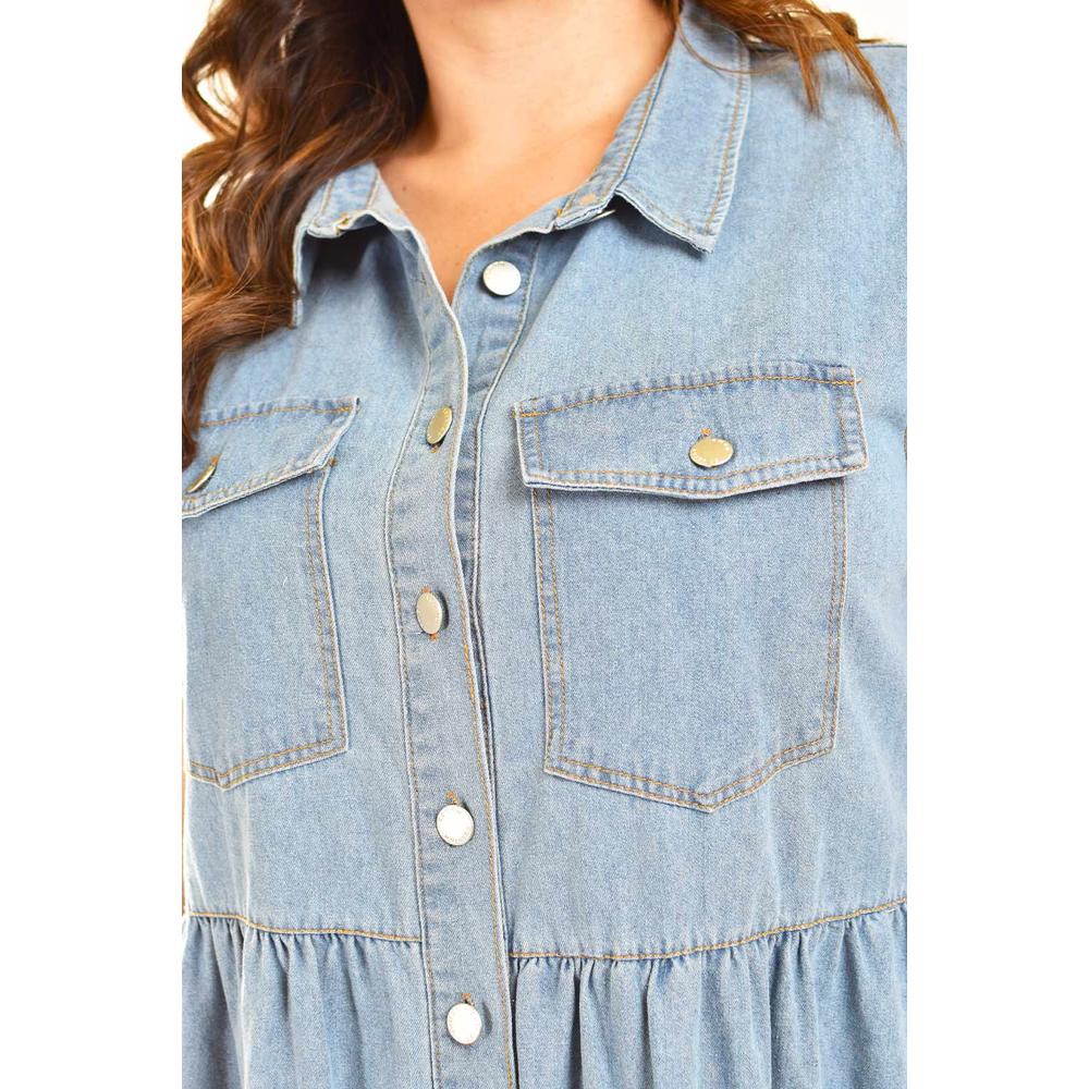 Foto 5 pulgar | Vestido Denim Roman Fashion /tallas Extras, 028 (mezclilla Tono Claro) Azul