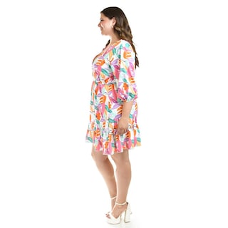 Foto 2 | Vestido Con Olán Roman Fashion /tallas Extras, 4284 (blanco Flor) Blanco