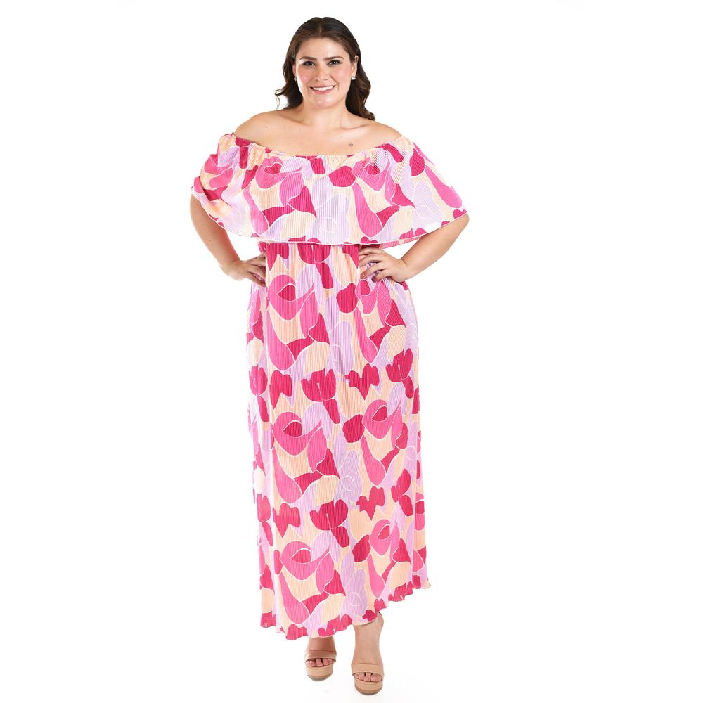 Vestido Plisado Roman Fashion /tallas Extras, 2319 (fiusha, Lila, Durazno) Fucsia