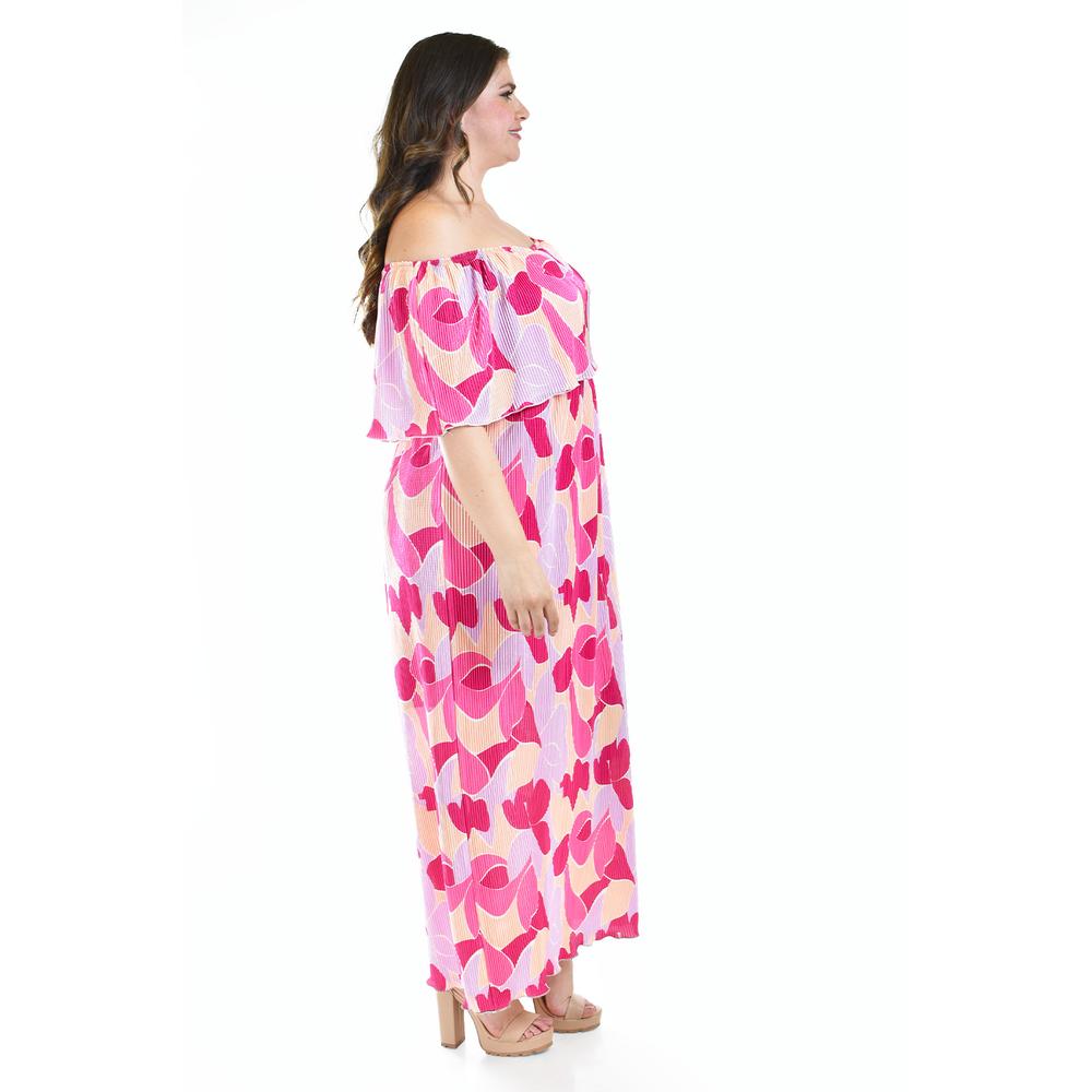 Foto 2 | Vestido Plisado Roman Fashion /tallas Extras, 2319 (fiusha, Lila, Durazno) Fucsia