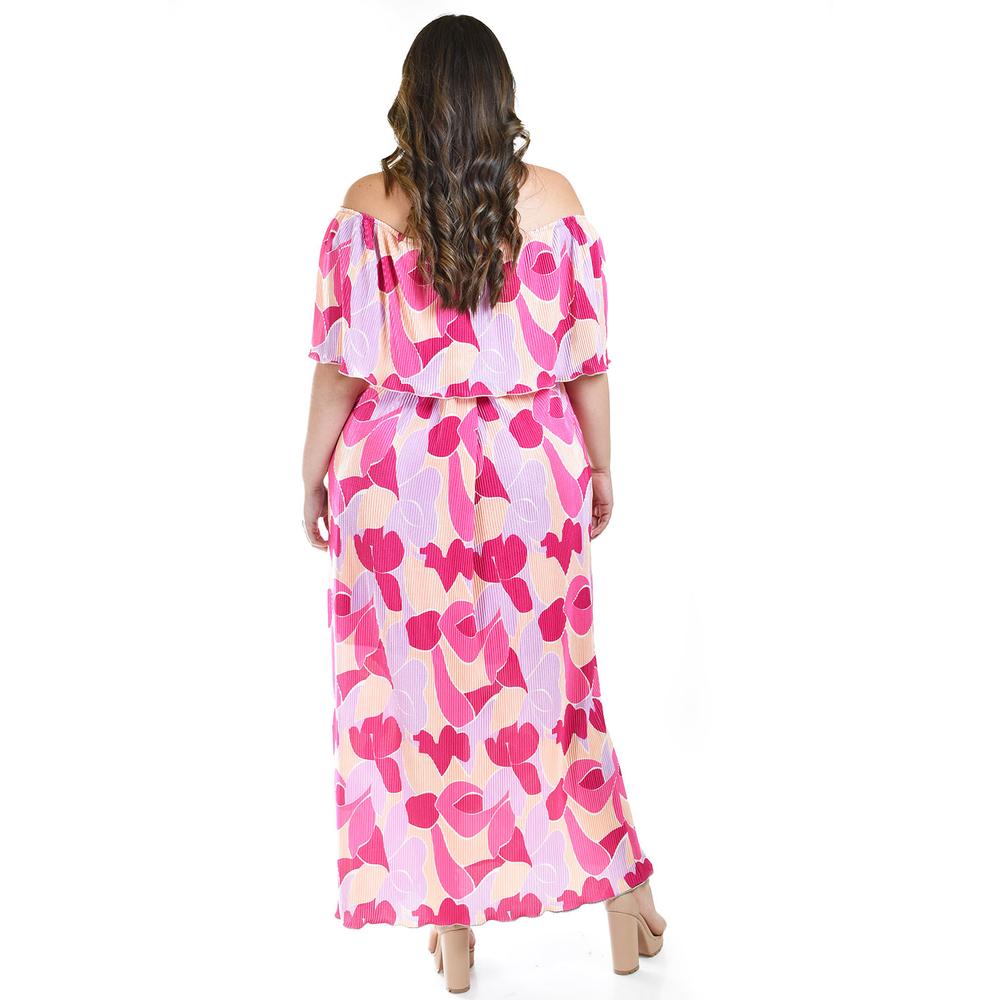 Foto 4 pulgar | Vestido Plisado Roman Fashion /tallas Extras, 2319 (fiusha, Lila, Durazno) Fucsia