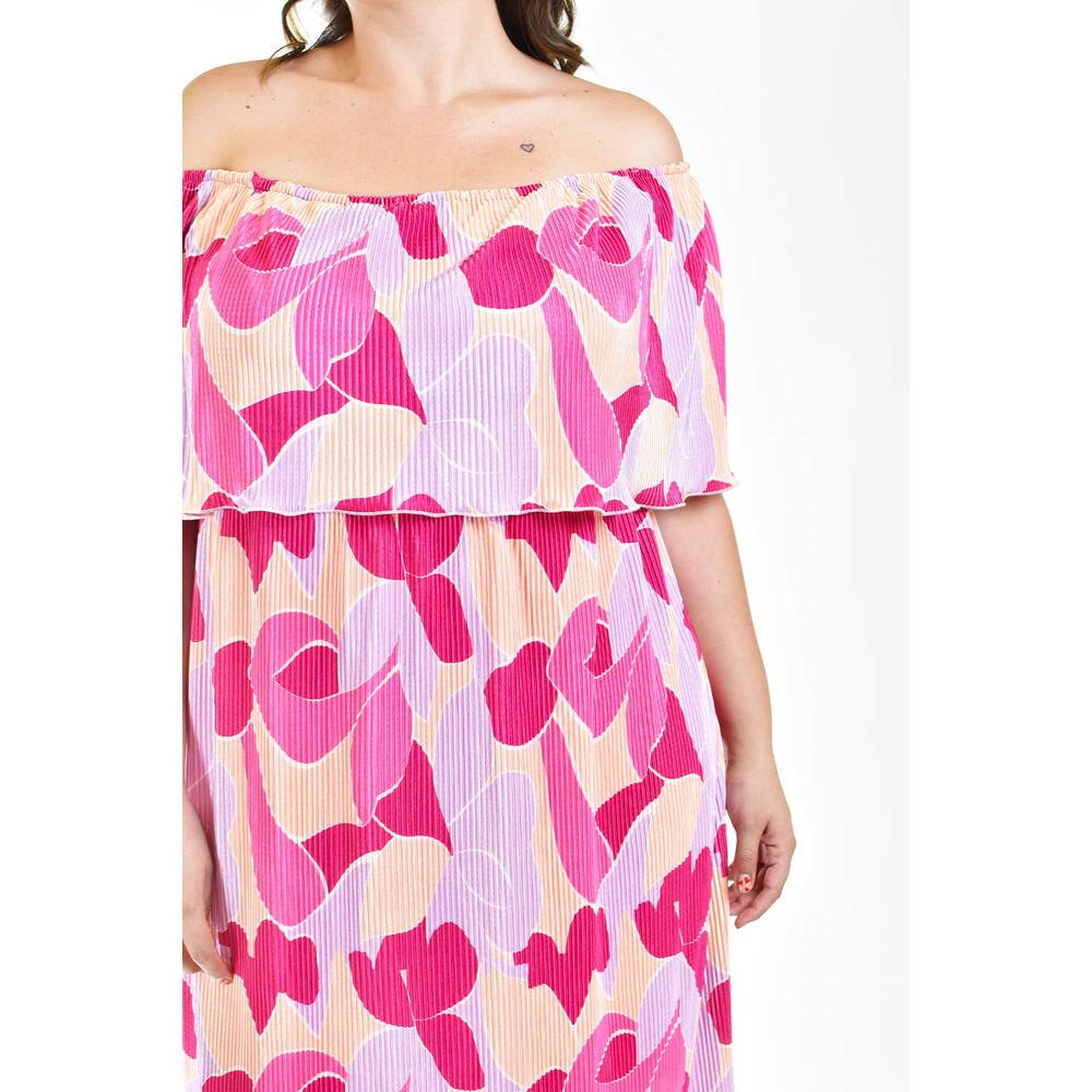 Foto 5 pulgar | Vestido Plisado Roman Fashion /tallas Extras, 2319 (fiusha, Lila, Durazno) Fucsia
