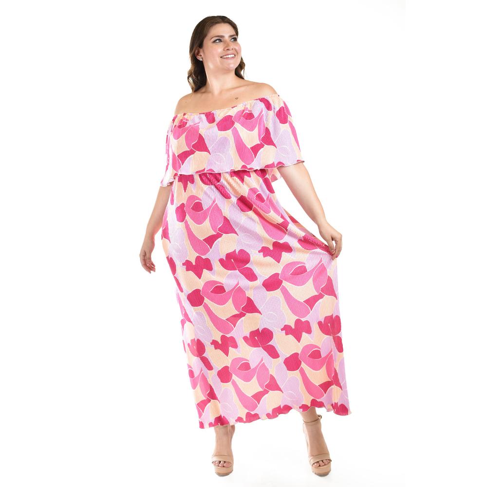 Foto 6 pulgar | Vestido Plisado Roman Fashion /tallas Extras, 2319 (fiusha, Lila, Durazno) Fucsia