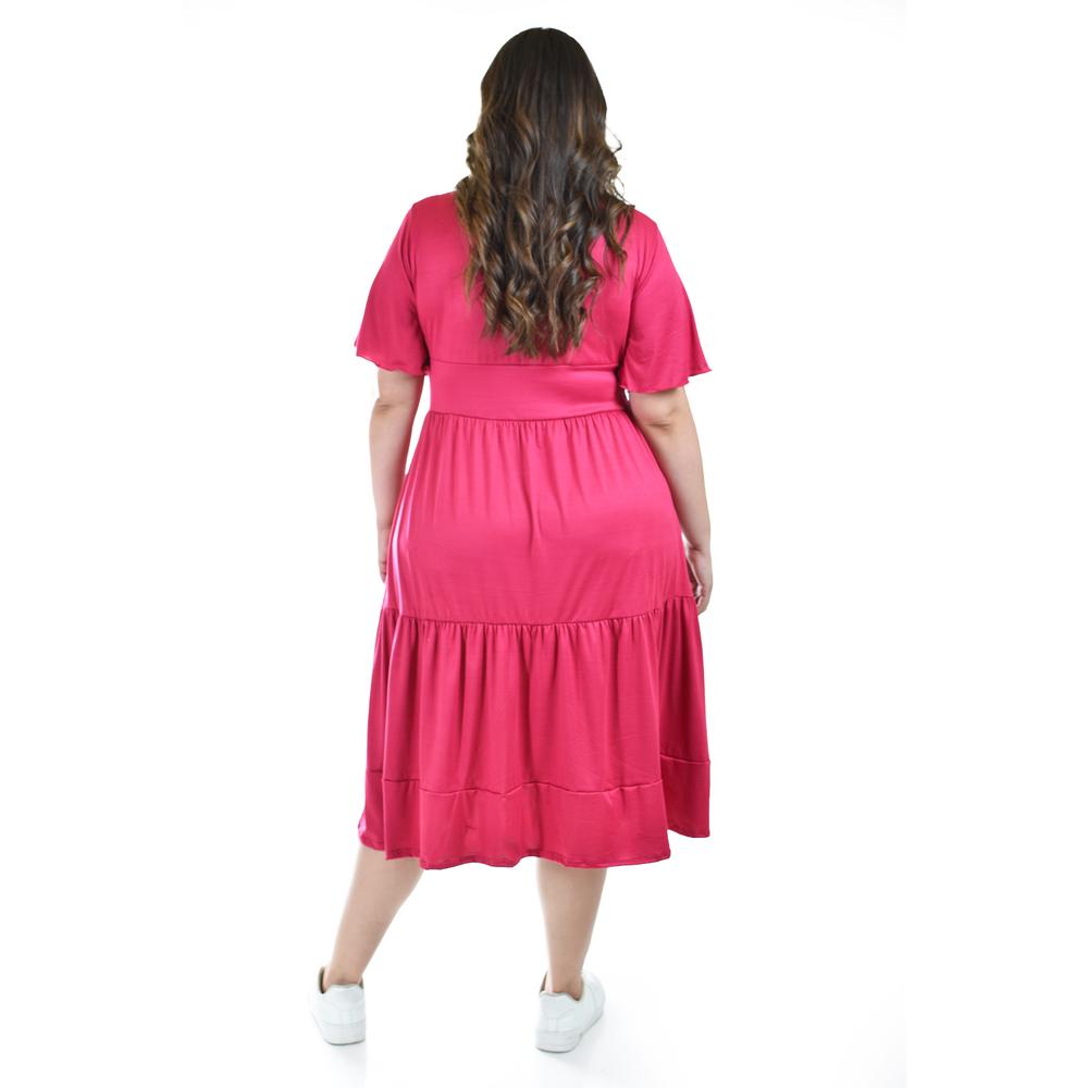 Foto 4 pulgar | Vestido Midi Casual Roman Fashion /tallas Extras, 4285 (fiusha) Fucsia