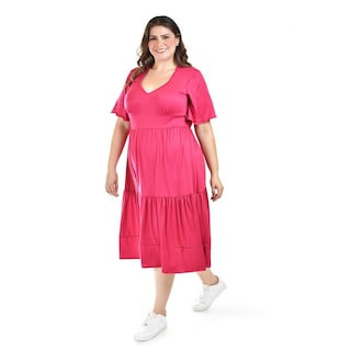 Foto 5 | Vestido Midi Casual Roman Fashion /tallas Extras, 4285 (fiusha) Fucsia