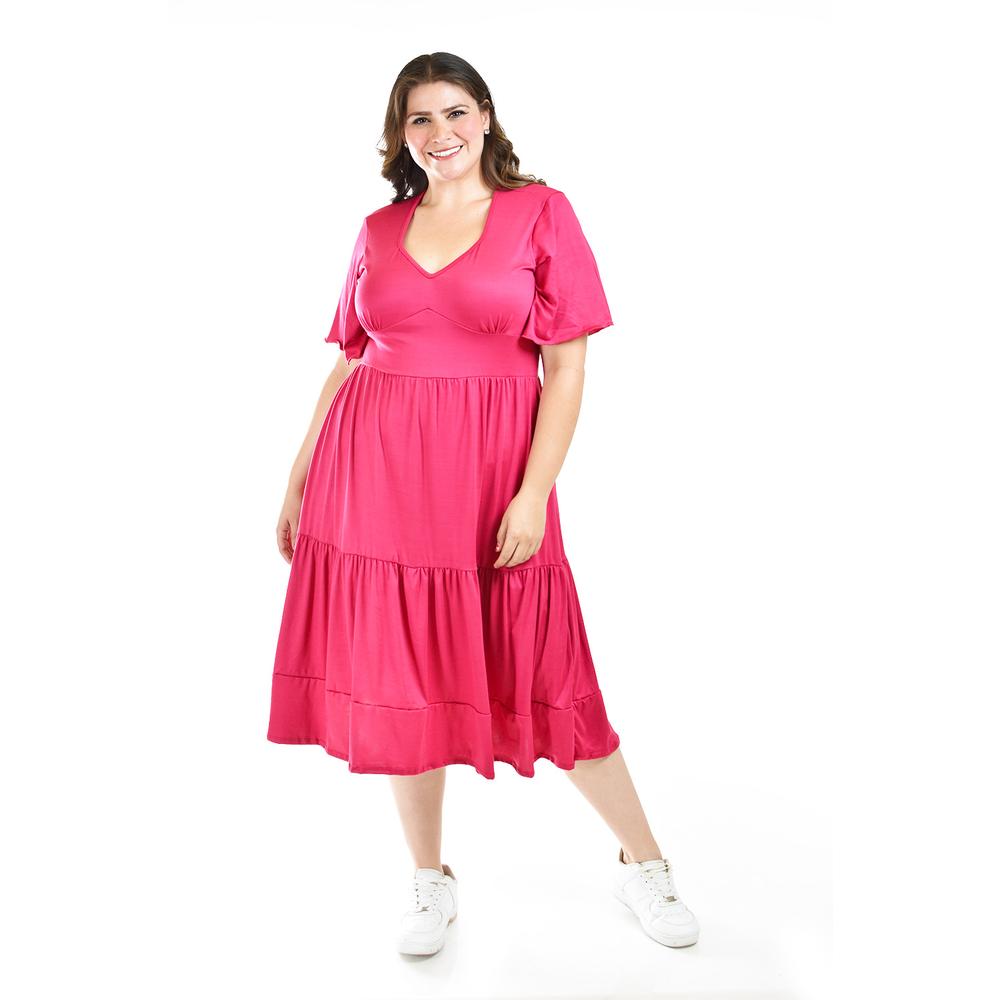 Foto 6 | Vestido Midi Casual Roman Fashion /tallas Extras, 4285 (fiusha) Fucsia