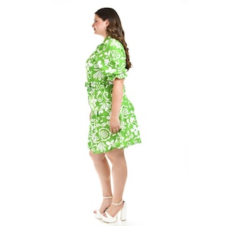 Foto 2 | Vestido Camisero Con Olan Roman Fashion /tallas Extras, 4326 (verde Flores) Verde
