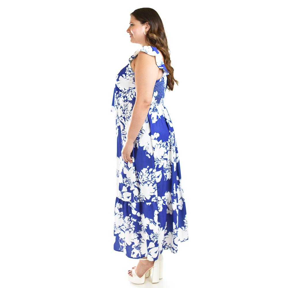 Foto 3 pulgar | Vestido Escote Con Nudo Roman Fashion /tallas Extras, 4335 (azul Rey) Azul