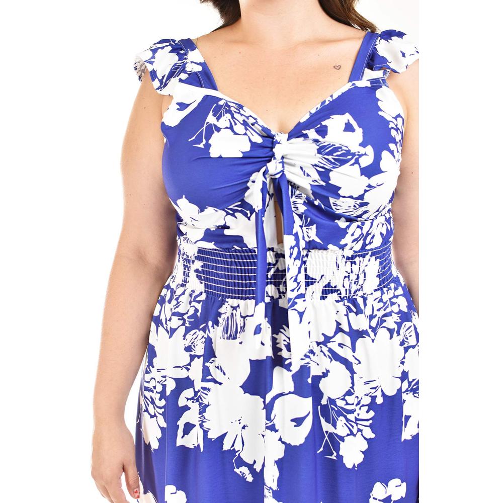 Foto 5 pulgar | Vestido Escote Con Nudo Roman Fashion /tallas Extras, 4335 (azul Rey) Azul