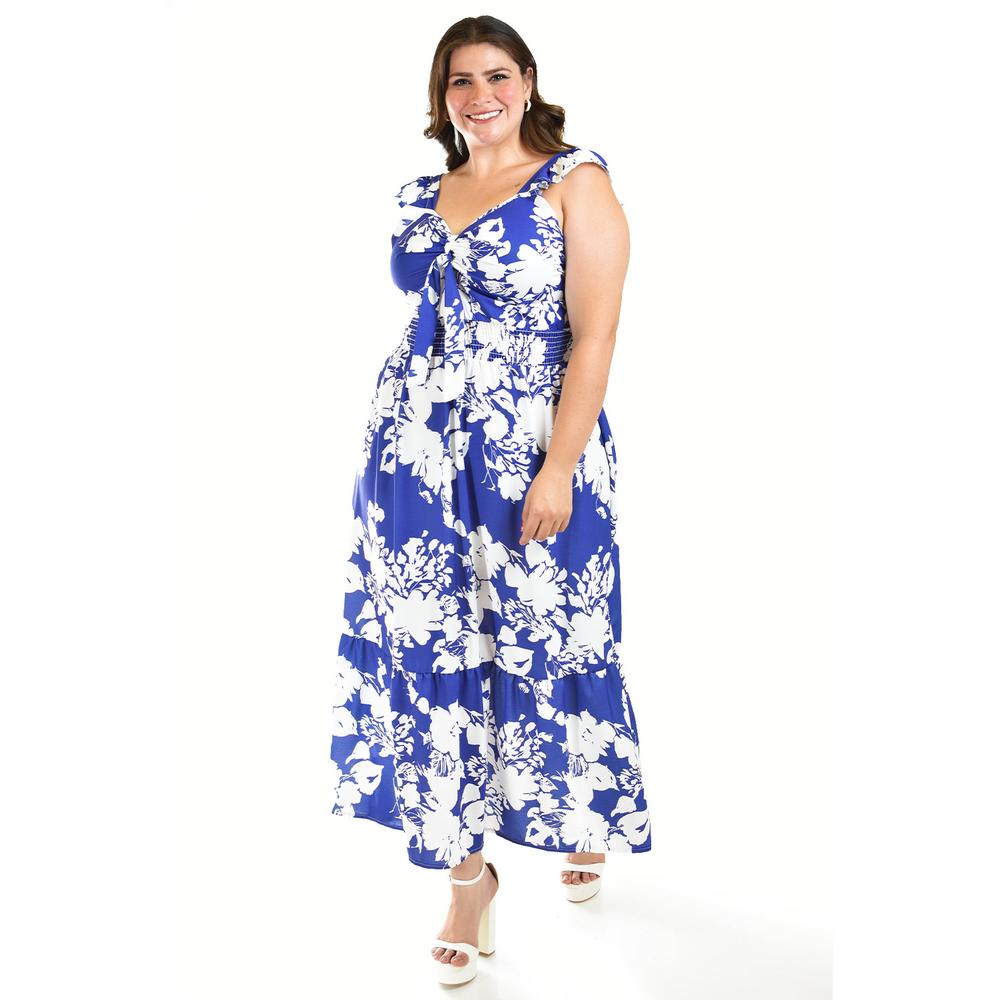 Foto 6 pulgar | Vestido Escote Con Nudo Roman Fashion /tallas Extras, 4335 (azul Rey) Azul