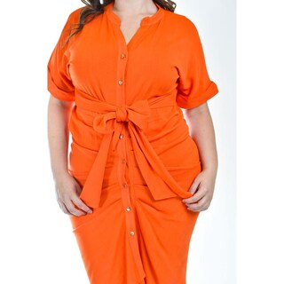 Foto 4 | Vestido Drapeado Con Botones Roman Fashion /juvenil, 1059 (naranja) Naranja