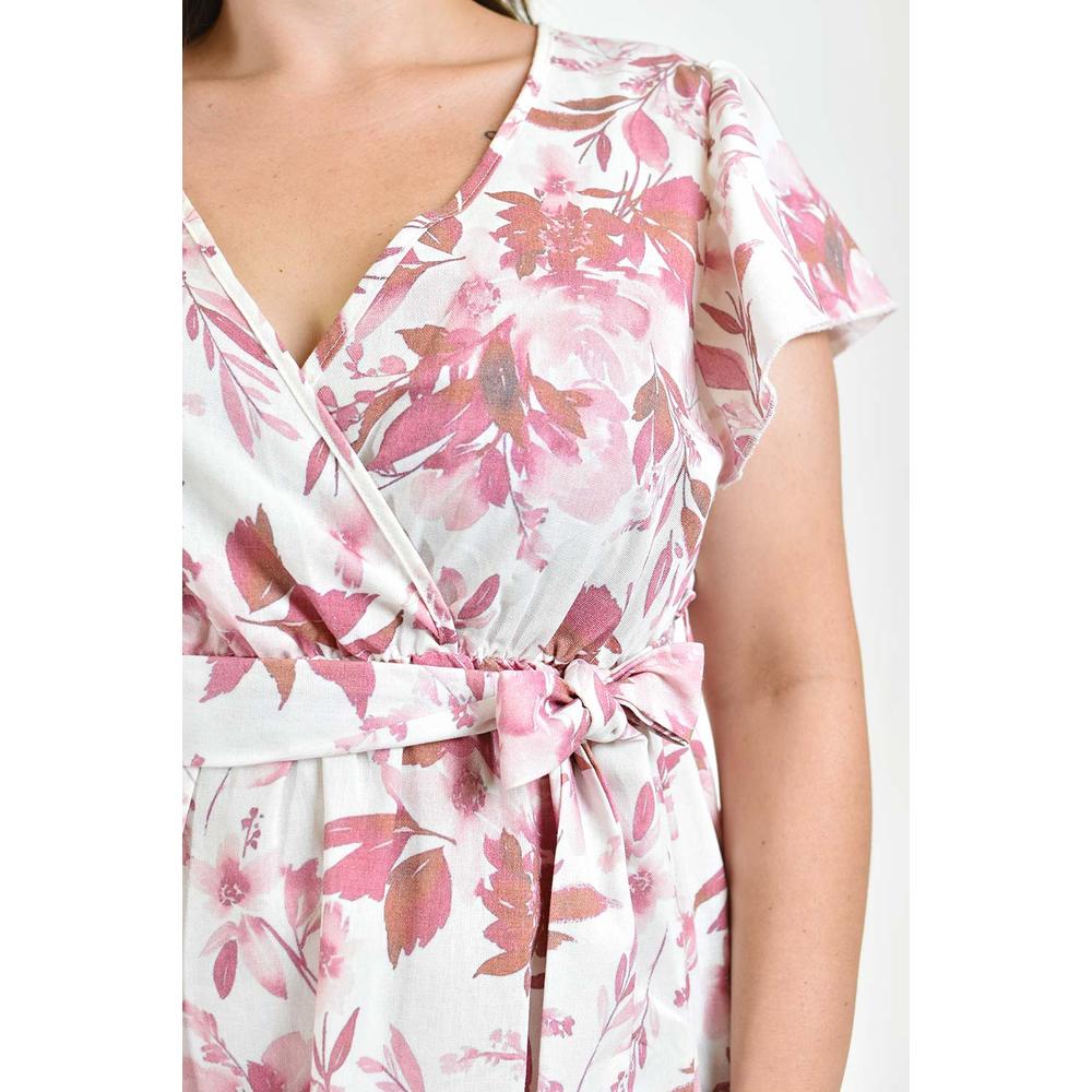 Foto 5 pulgar | Vestido De Lino Con Encanje Roman Fashion /tallas Extras, 004 (rosa Flor) Rosa