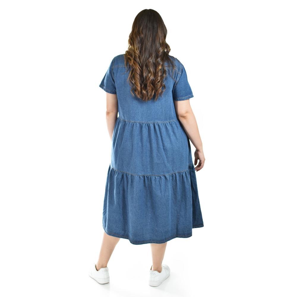 Foto 4 pulgar | Vestido Denim Roman Fashion /tallas Extras, 028 (mezclilla Oscura) Azul Oscuro