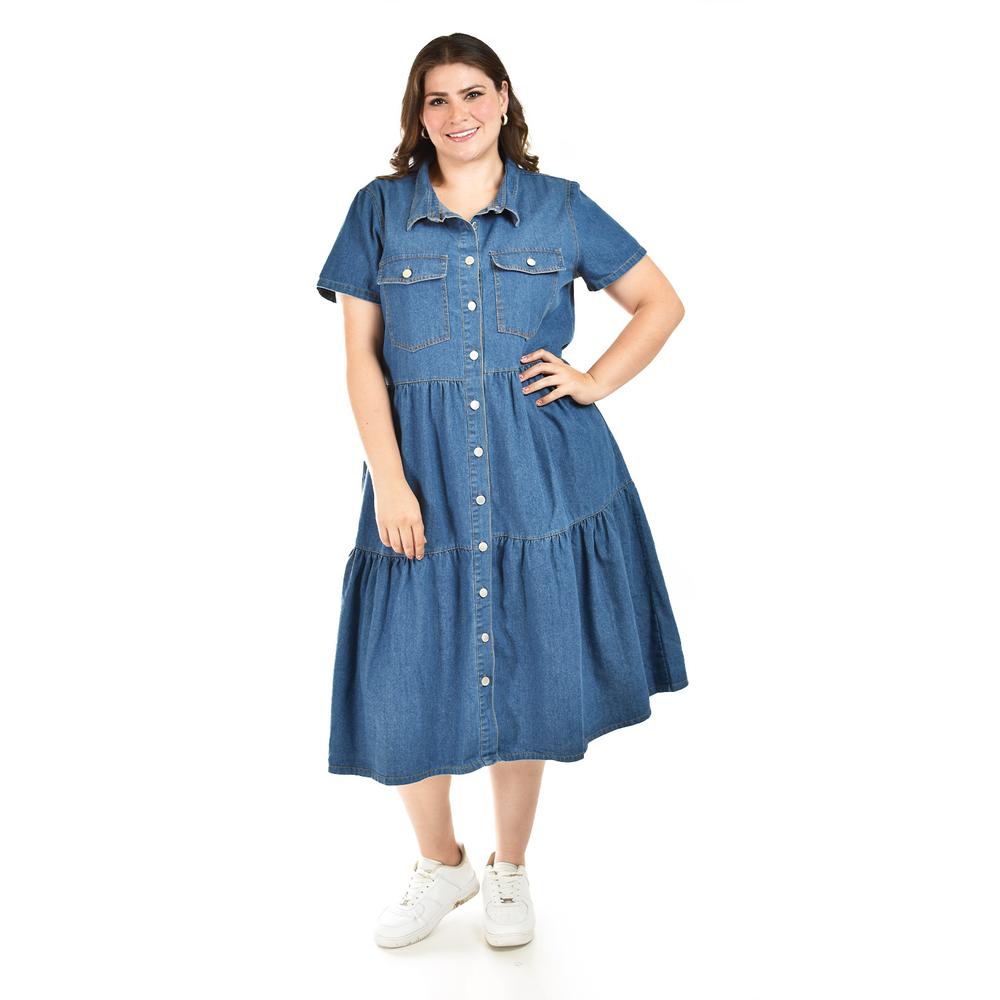 Foto 5 | Vestido Denim Roman Fashion /tallas Extras, 028 (mezclilla Oscura) Azul Oscuro