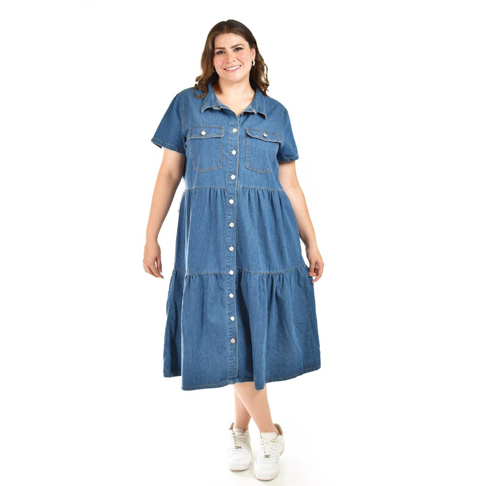 Foto 6 | Vestido Denim Roman Fashion /tallas Extras, 028 (mezclilla Oscura) Azul Oscuro