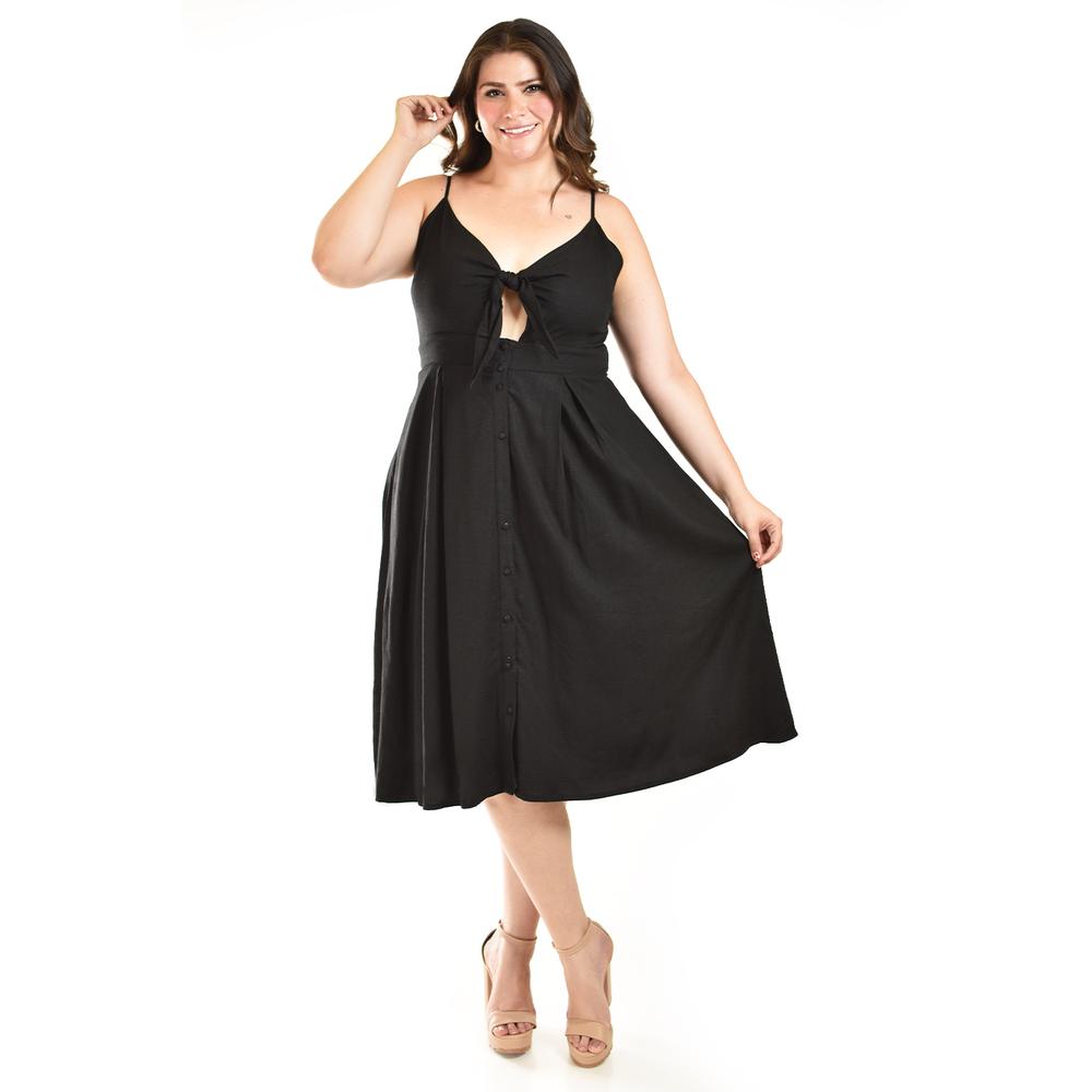 Vestido Elegante Escote Nudo Roman Fashion /tallas Extras, 5290 (negro) Negro $1,129