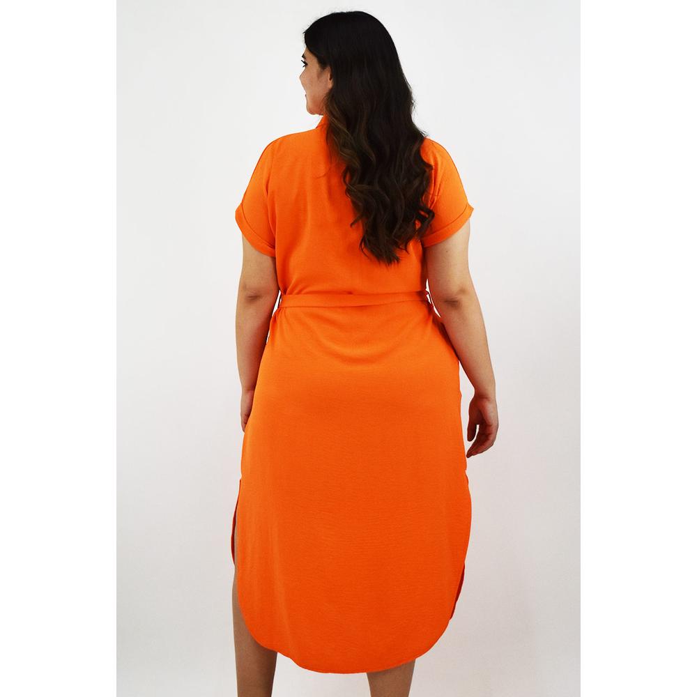 Foto 4 pulgar | Vestido Camisero Roman Fashion Naranja