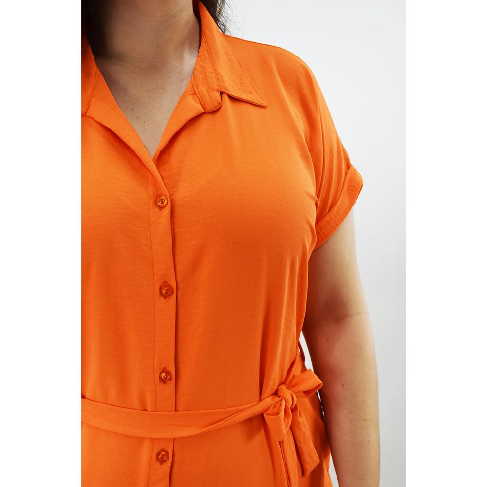 Foto 5 pulgar | Vestido Camisero Roman Fashion Naranja