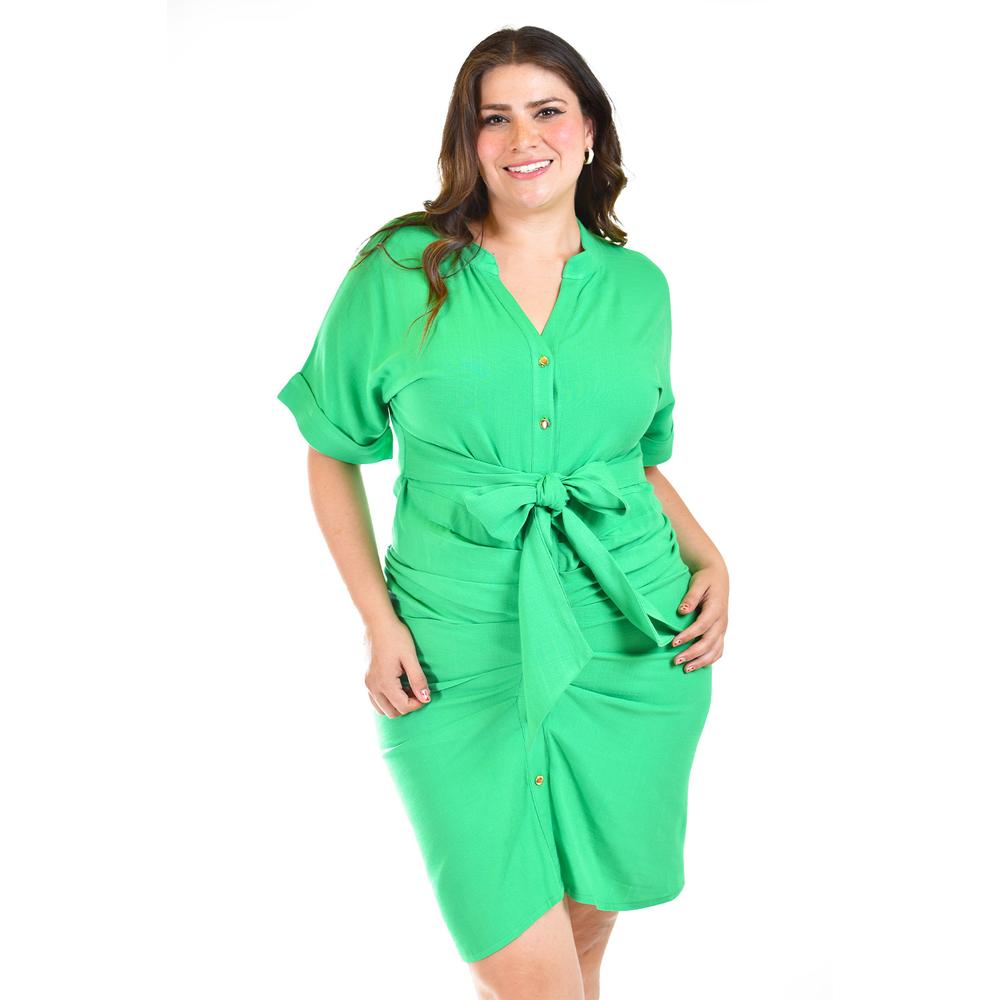 Foto 5 pulgar | Vestido Drapeado Con Botones Roman Fashion /juvenil, 1059 (verde) Verde