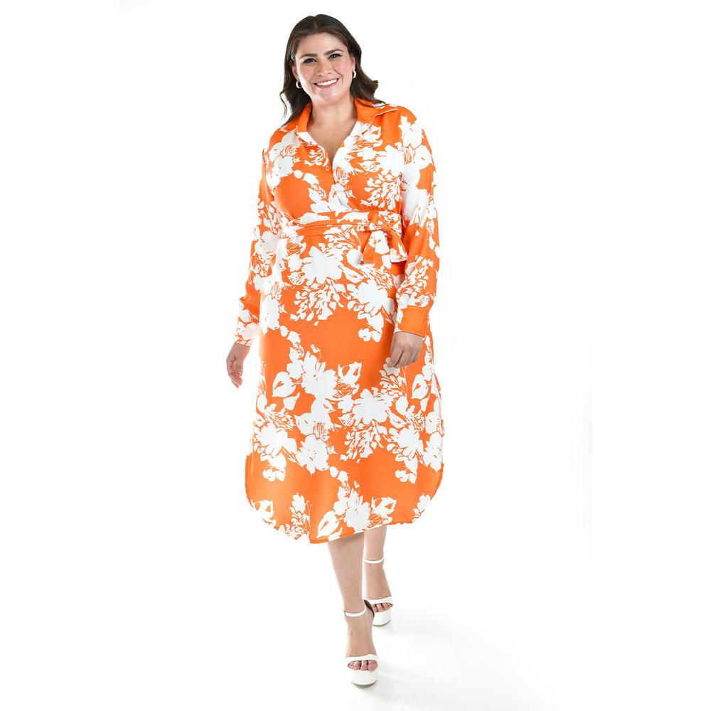 Vestido Sublimado Roman Fashion /tallas Extras, 4307 (naranja Flor) Naranja