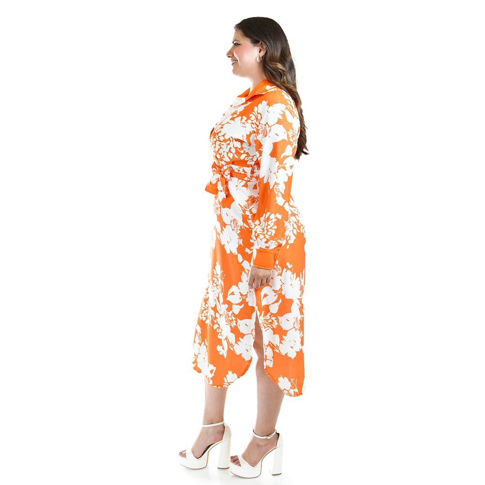 Foto 2 | Vestido Sublimado Roman Fashion /tallas Extras, 4307 (naranja Flor) Naranja