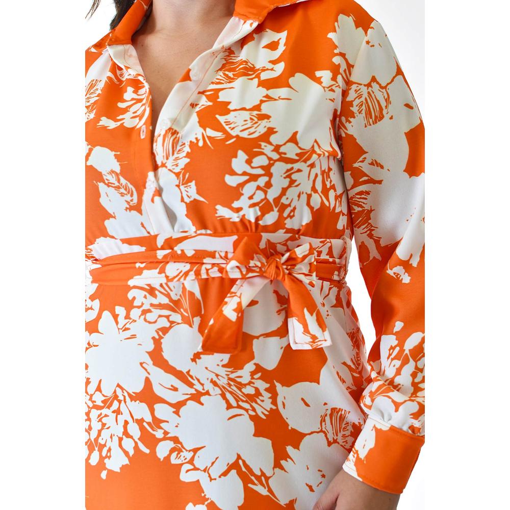 Foto 4 | Vestido Sublimado Roman Fashion /tallas Extras, 4307 (naranja Flor) Naranja