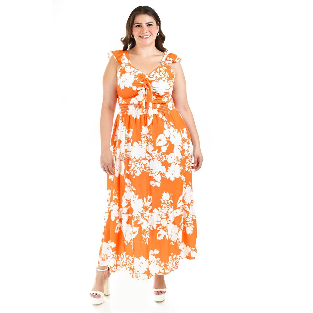 Foto 2 pulgar | Vestido Escote Con Nudo Roman Fashion /tallas Extras, 4335 (naranja) Naranja