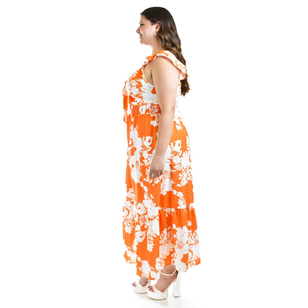 Foto 3 pulgar | Vestido Escote Con Nudo Roman Fashion /tallas Extras, 4335 (naranja) Naranja