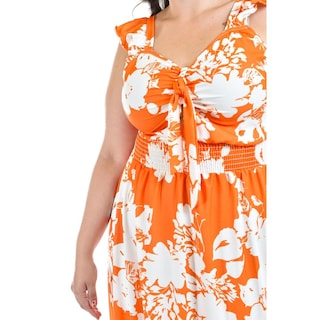 Foto 4 | Vestido Escote Con Nudo Roman Fashion /tallas Extras, 4335 (naranja) Naranja