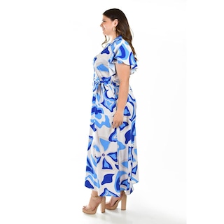 Foto 2 | Vestido Largo Estampado Abstracto Roman Fashion /tallas Extras, 4338 (azul Rey) Azul