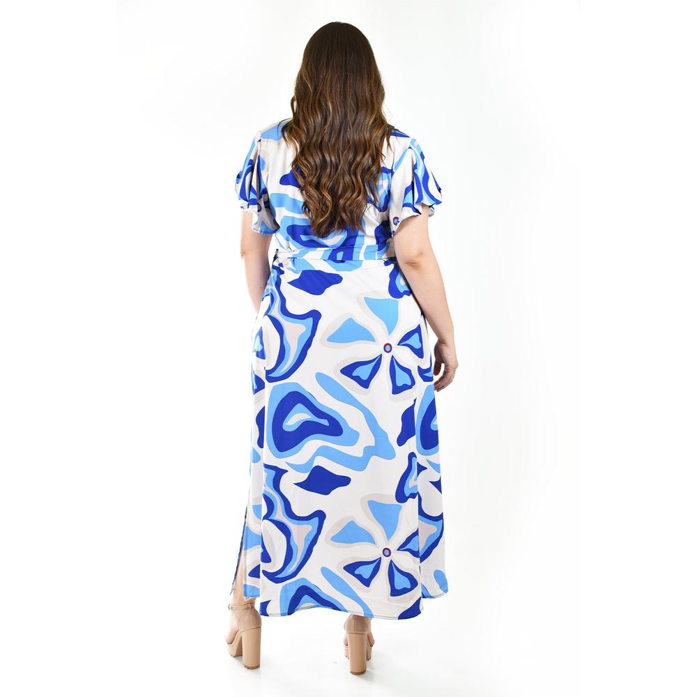 Foto 3 | Vestido Largo Estampado Abstracto Roman Fashion /tallas Extras, 4338 (azul Rey) Azul