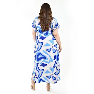 Foto 3 | Vestido Largo Estampado Abstracto Roman Fashion /tallas Extras, 4338 (azul Rey) Azul