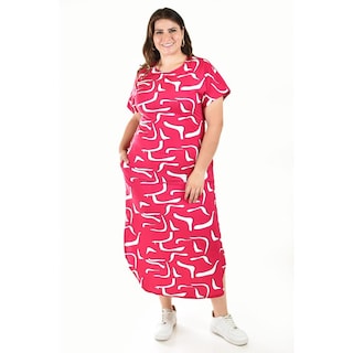 Foto 1 | Vestido Midi Estampado Roman Fashion /tallas Extras, 4343 (fiusha) Fucsia