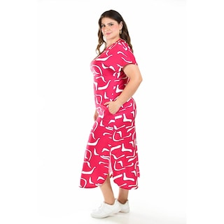 Foto 2 | Vestido Midi Estampado Roman Fashion /tallas Extras, 4343 (fiusha) Fucsia