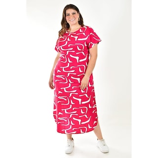 Foto 4 | Vestido Midi Estampado Roman Fashion /tallas Extras, 4343 (fiusha) Fucsia