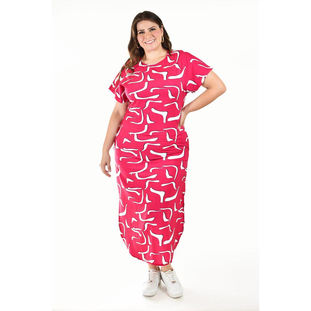 Foto 5 | Vestido Midi Estampado Roman Fashion /tallas Extras, 4343 (fiusha) Fucsia