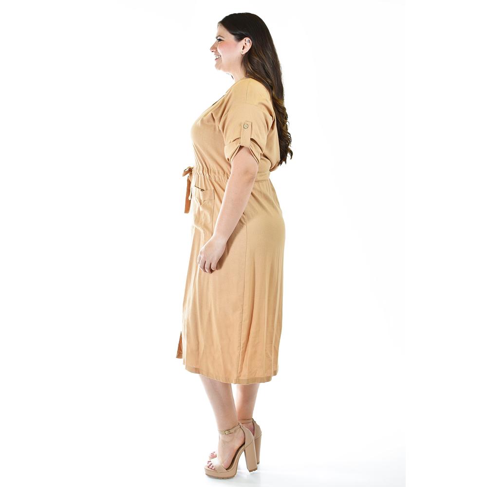 Foto 2 | Vestido Camisero De Lino Roman Fashion /tallas Extras, 2391 (beige) Beige