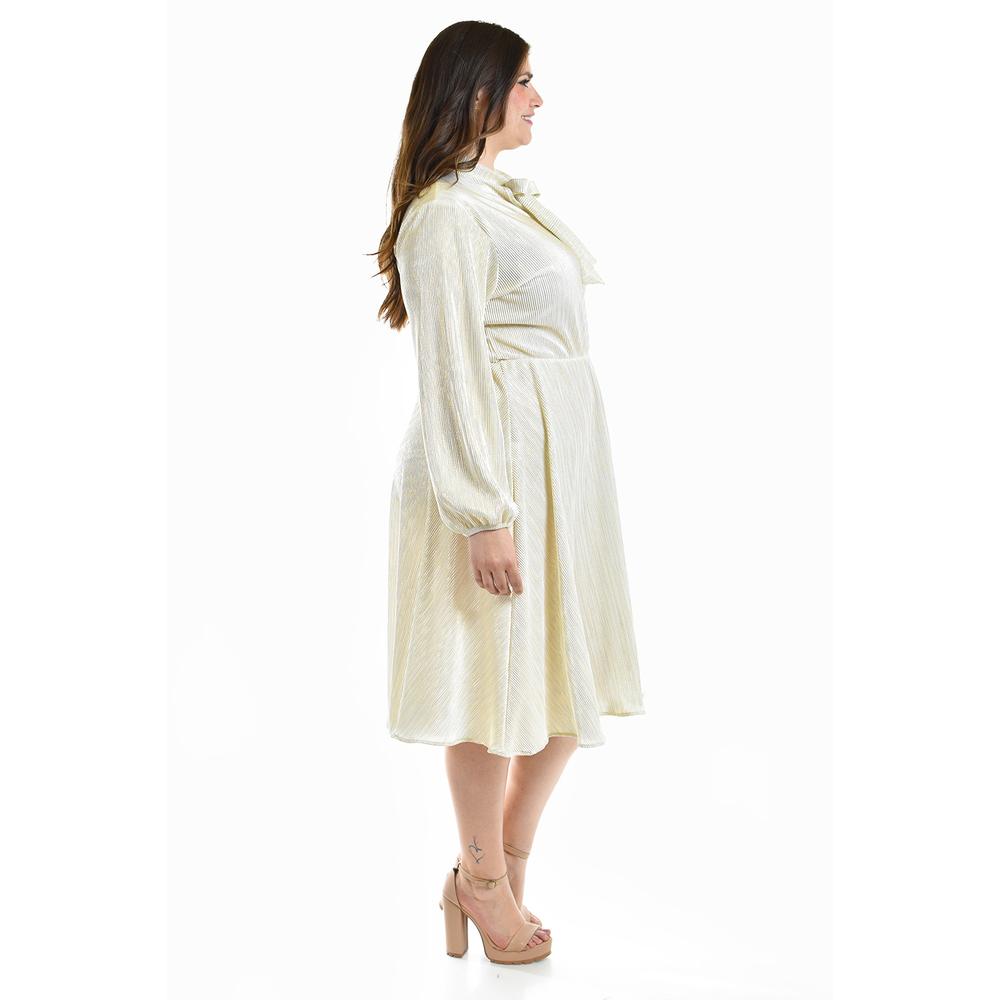 Foto 3 pulgar | Vestido Plisado Con Laso Roman Fashion /tallas Extras, 4322 (blanco) Blanco